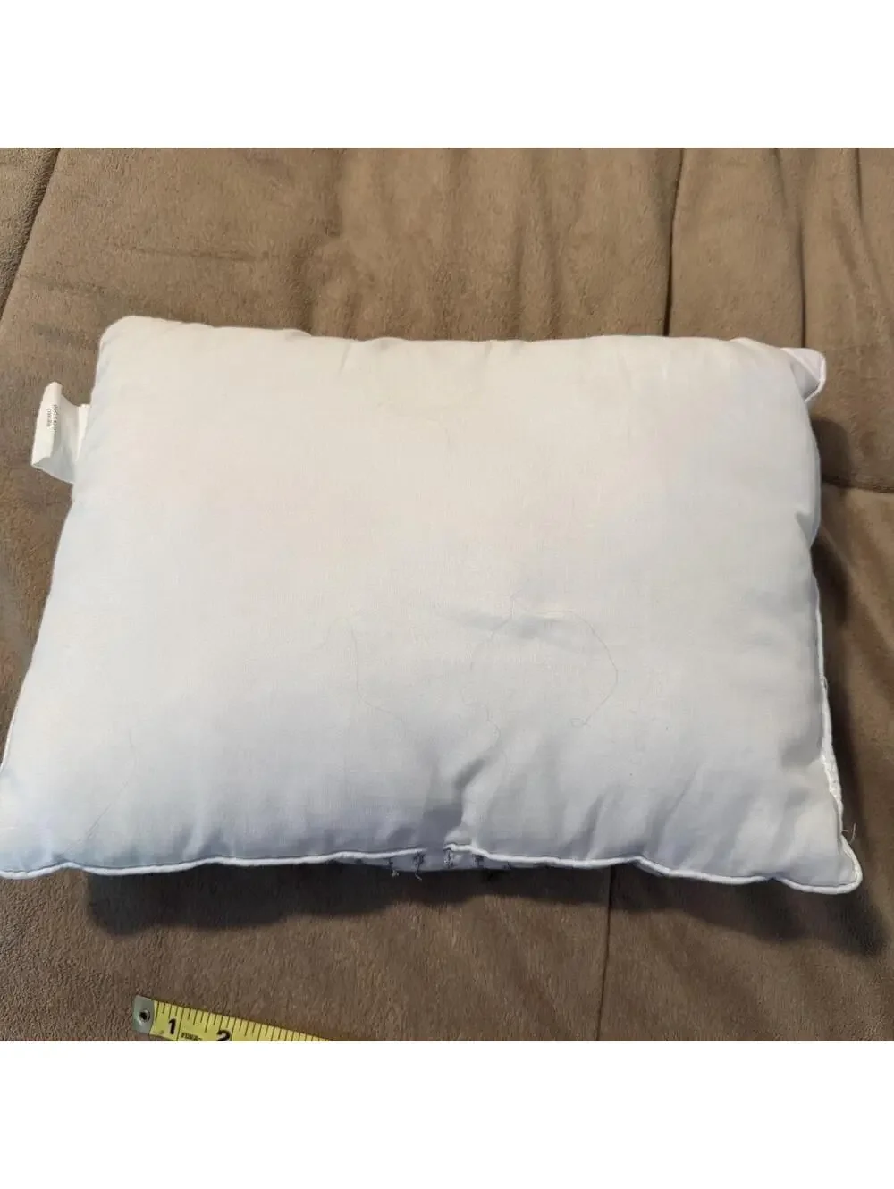 White Decorative Throw Pillow with Gray Stitching